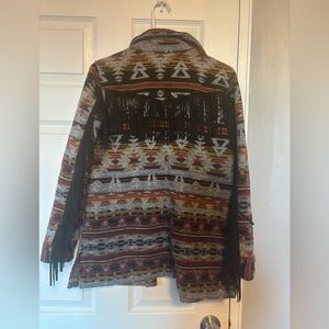 Idyllwind shacket Blue black southwest print size XS  with fringe